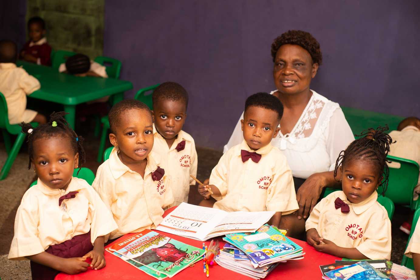Teacher with students